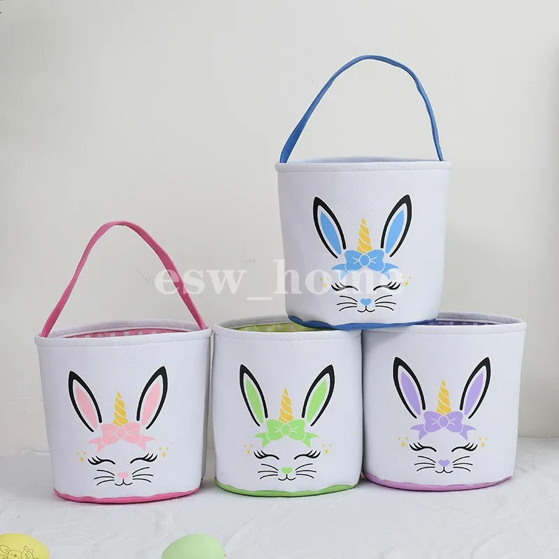 Party Supplies Wholesale Lovely Easter Burlap Bag 4 Colors Candy Toy Egg Rabbit Basket Festival Cute Tote Handbag For Kid Party Gift