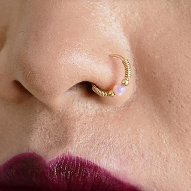 925 Silver Nose Ring Gold Filled Real Piercing Smycken Handgjorda Punk