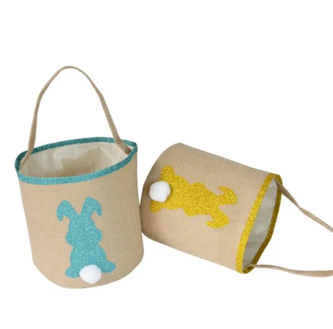 Easter Bunny Ears Basket Bag canvas easter egg basket bunny ears bags for kids gift bucket Cartoon Rabbit carring eggs Bag GWB12246