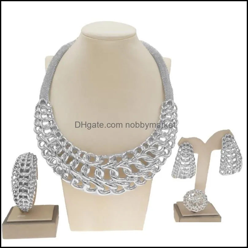 Earrings & Necklace Dubai Gold Plated Jewelry Set Fashion Ladies Banquet Holiday Gift H0057