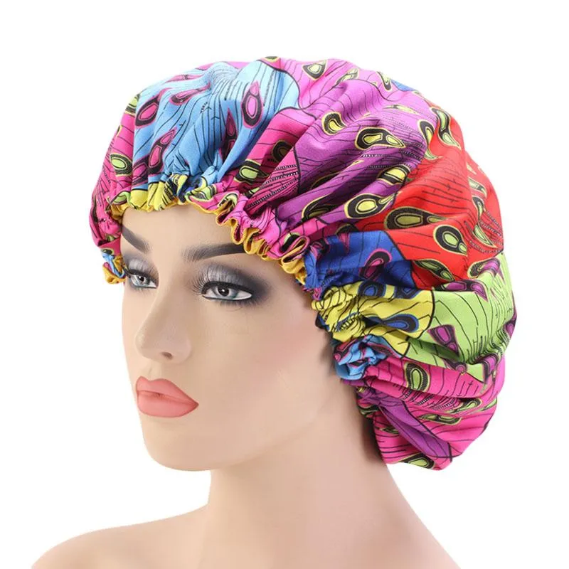 Headwear Bohemian Adjustable Women Satin Bonnet Pattern Ankara Print Bonnet Double Layer Soft Sleep Cap Ladies Hair Cover Head