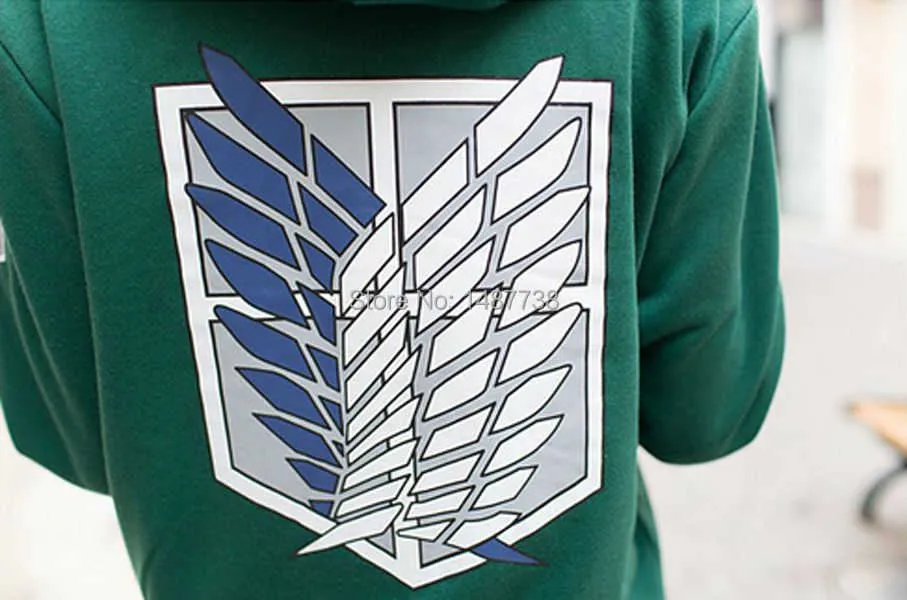 Yeni Anime Saldırı Titan Cosplay Kostümleri Hoodie Yeşil Siyah İzcilik Legion Kapşonlu Kazak Için Unisex Shingeki No Kyojin Y0913