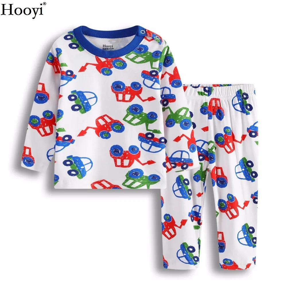 Digger Vehicle Baby Boys Sleepwear Abbigliamento Suit 100% cotone Pigiama neonato Bambini Sleep Sets Pigiama lungo T-Shirt Pant Soft 210413