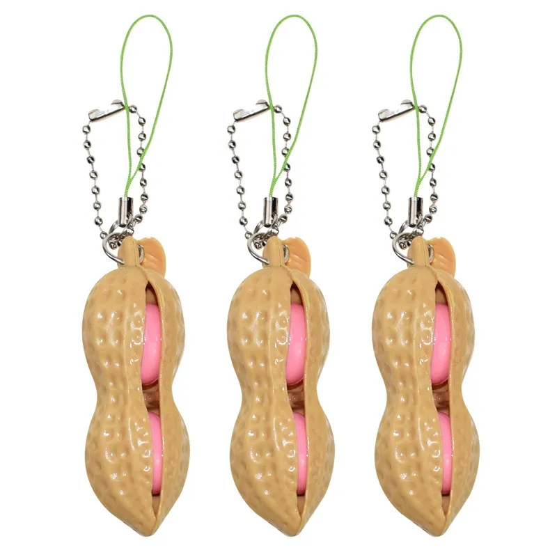 Fidget Speelgoed Edamame Pop It Squishy Squeeze Peanut Pea Grondnoot Aardmut Popper Bean Extrusion Sleutelhanger Stress Relief Ketting Sleutel Hanger Speelgoed Kinderen Kinderen Gift