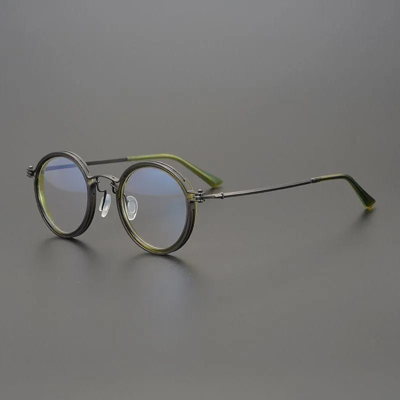 ファッションサングラスフレーム日本のブランドデザイナーアセテートメガネフレーム男性レトロラウンド眼鏡の女性用クリアレンズ処理
