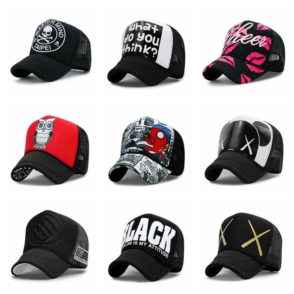 Groothandel volwassen zomer zon hoeden mannen cool hiphop punk rock truck cap vrouwen mode mesh baseball caps q0911