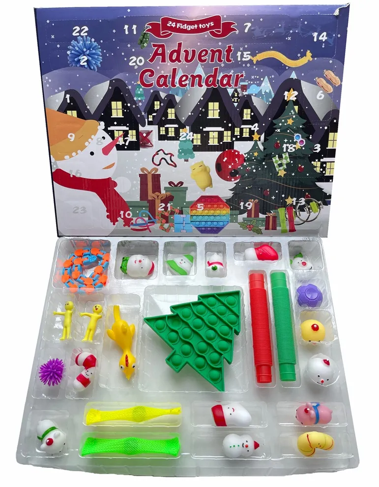 Set Christmas Fidget Toys Advent Calender Blind Box Gifts Simple Dimple Decompression Toy Push Bubbles Kids Xmas Gift EEA