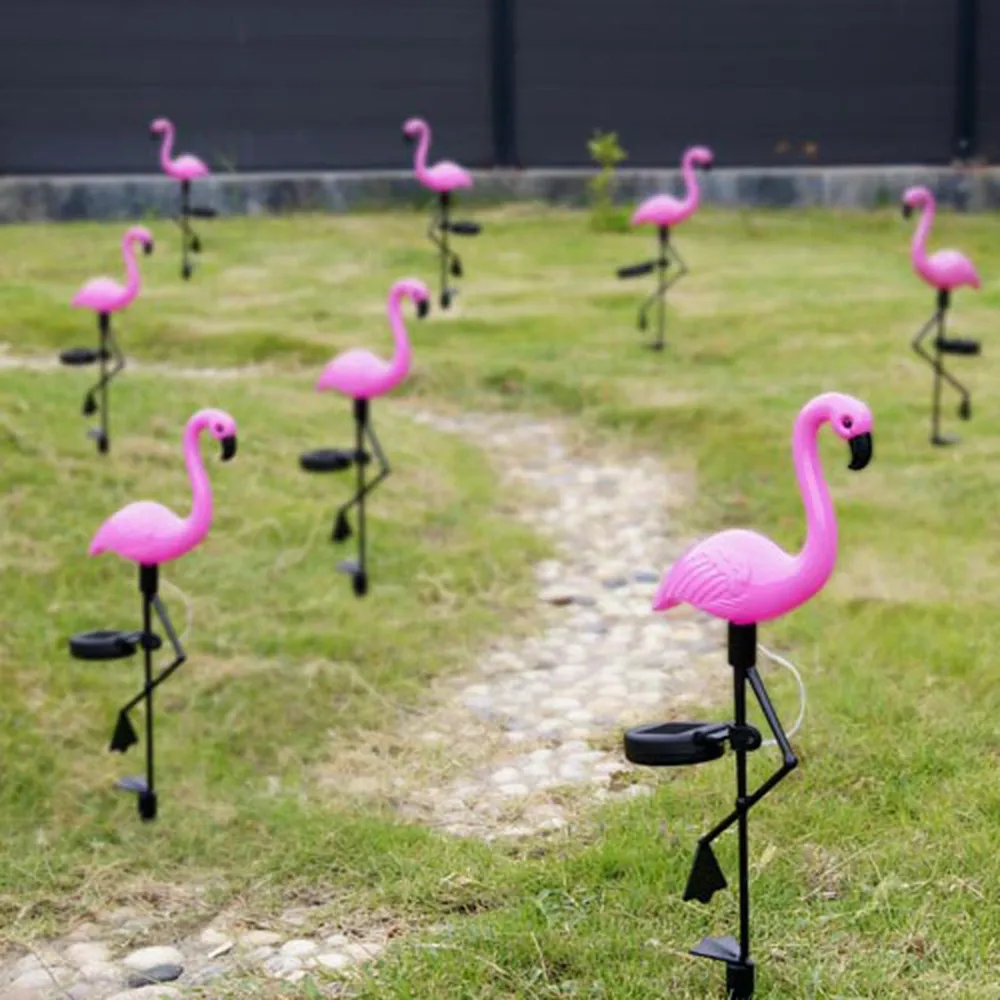 LED Solar Flamingo Jardin Lumière Simulée Lampe à gazon imperméable Les LED de solurs étanches Lumières de l'extérieur pour les jardins Patio Décoration Éclairage
