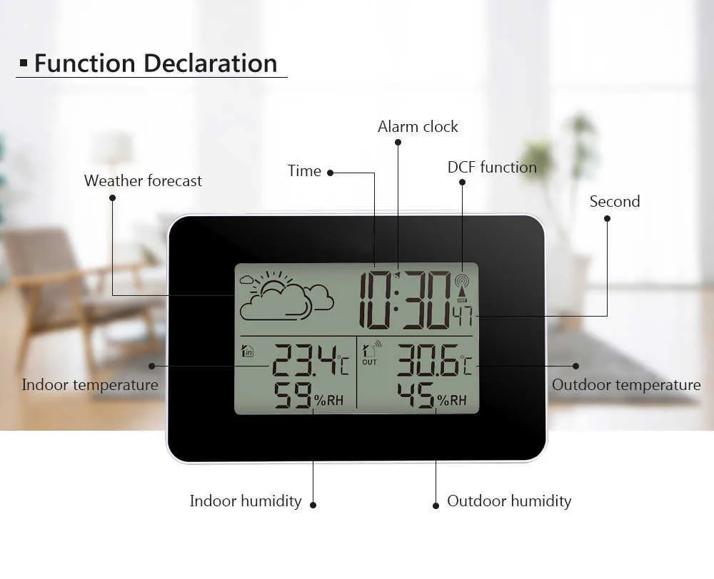 Wholesale FanJu FJ3364 Digital Alarm Clock Weather Station Wireless