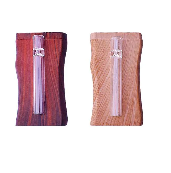 Handgemaakte ABS Wood Dugout Pijpen Doos met glazen buis Rookaccessoires Filter Digger een hitter vleermuis sigarettenpijp kas container Hookahs Bongs