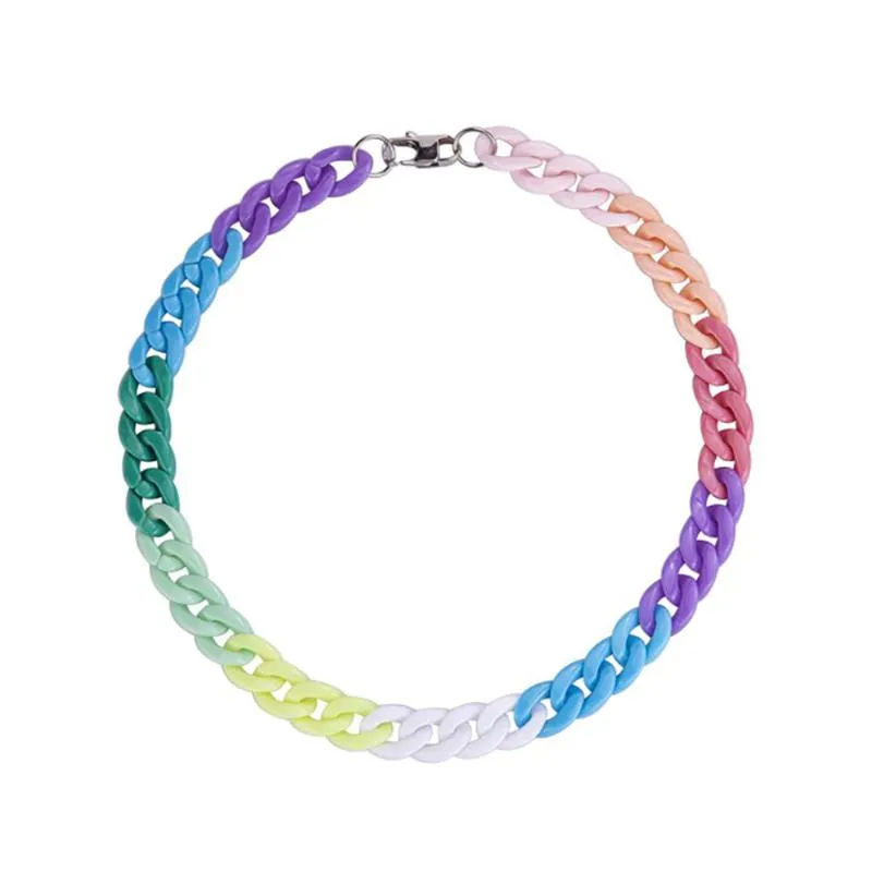 Ketten Hip Hop Acryl Regenbogen Street Dance Miami Kubanische Gliederkette Schwere Herren Halskette Schmuck Geschenk für Ihn