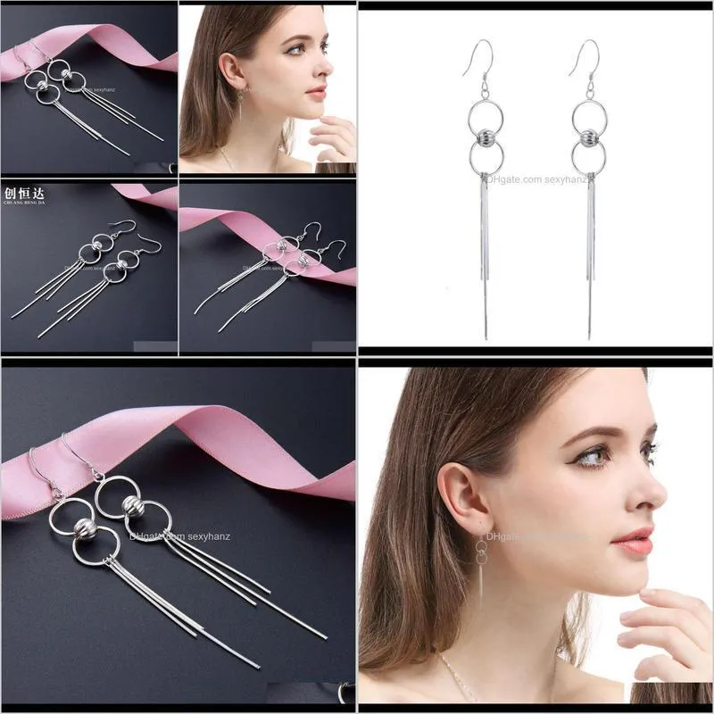 fashion earrings ear products double ring tassel s925 tremella hook simple personalized ear jewelry
