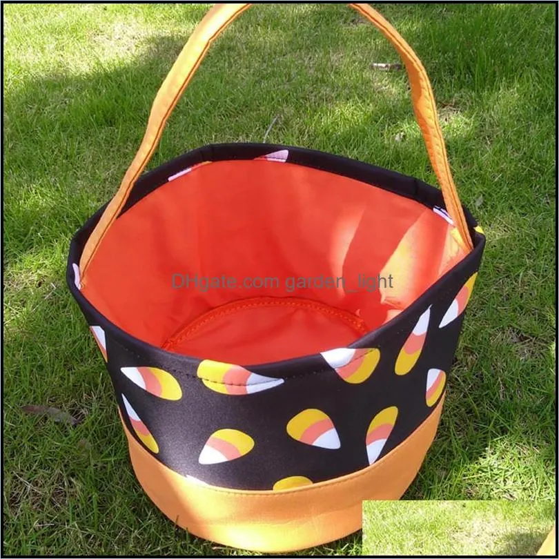 Halloween Bucket Polka Dot Bat Striped Polyester Halloween Candy Collection Bag Halloween Trick or Treat Pumpkin Bags 12 Designs