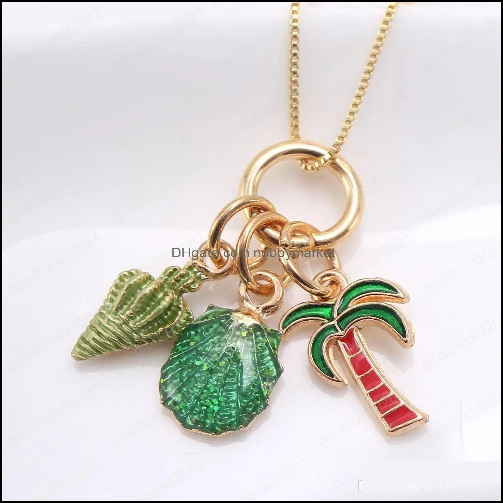 new design baby diy cute chain necklace shell / Seahorse pendant necklace for girls children gift gold color jewelry