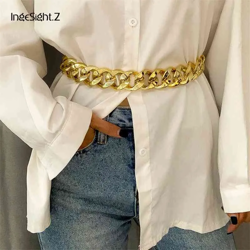 IngeSight.Z Kpop Plastic Material Harness Waist Belly Vintage Chunky Thick Curb Chain Summer Beach Belt Body Jewelry