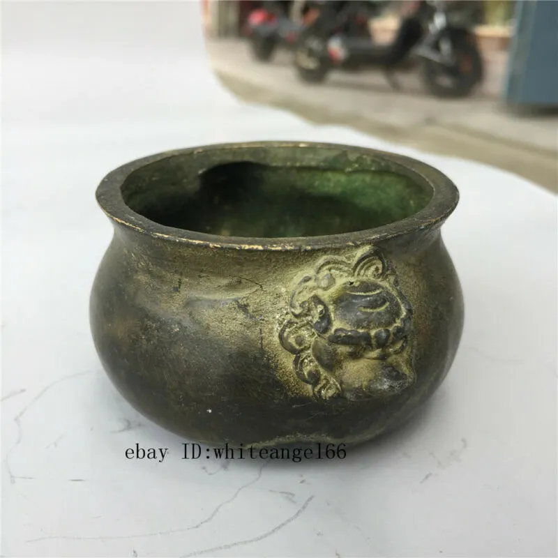 3 antiguidade chinesa antique bronze ming xuande mark besta orelha incenso queimador