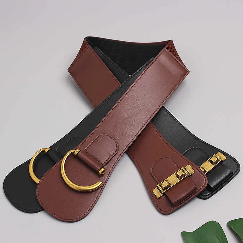 Ceinture Large élastique Dorée Pour Femme - Boucle Métal Doré, Style Rétro - Pour Robes, Jupes, Cintrer La Taille - Largeur 5,2 Cm