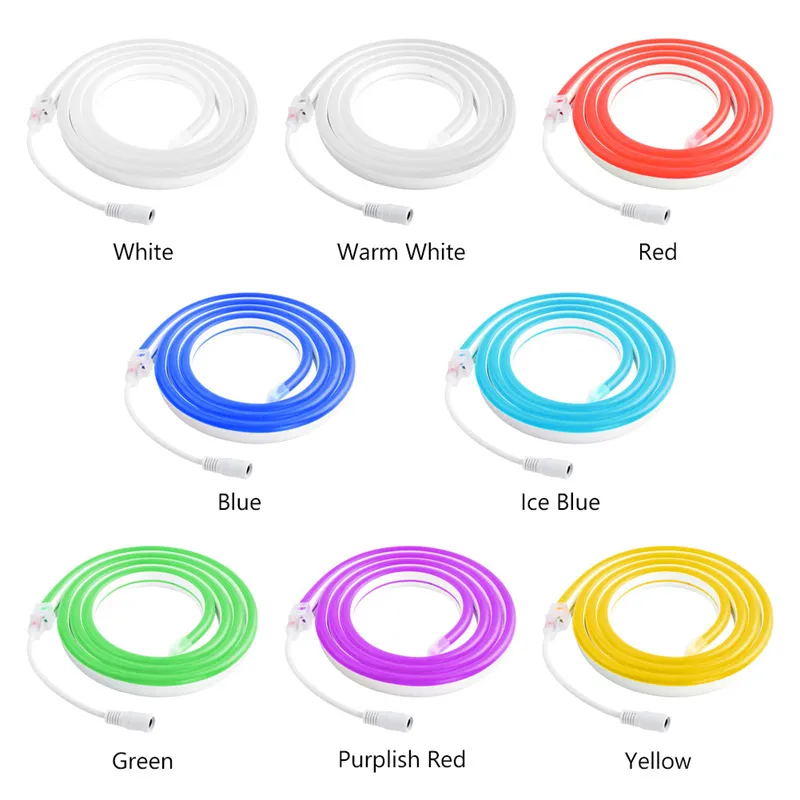 LEDストリップフレキシブルネオンライト12V防水緩和LEDSロープ薄暗いルームバー装飾色暖かい白黄色赤緑青