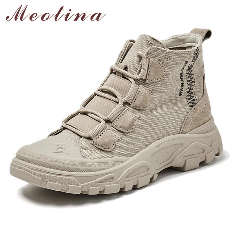 Botas de tobillo de invierno Mujeres Colores mezclados Plataforma plana Cordones cortos Zapatos de punta redonda Damas Otoño Negro Tamaño 35-39 210517