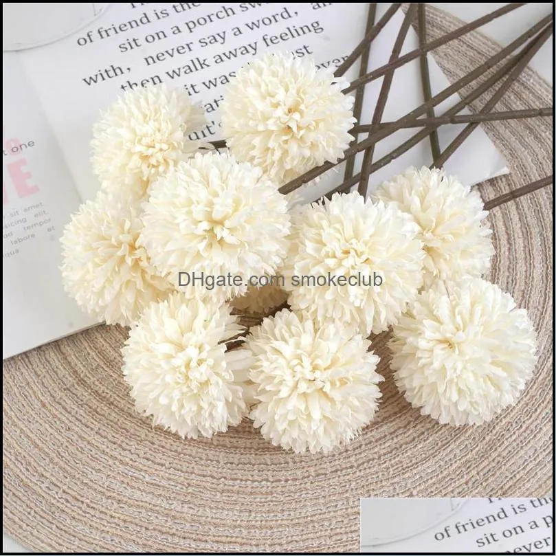 Decorative Flowers & Wreaths 6Pcs Silk Artificial Hydrangea Flower Simulation Ball Chrysanthemum Daisy Home Decor Wedding Wall Plant
