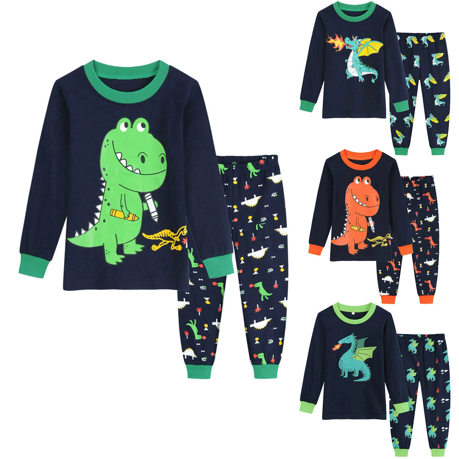 Bambini Ragazzo Abbigliamento per ragazze Pigiama Set Bambino Bambini Ragazzi Ragazze Cartoon Pigiama Indumenti da notte T-shirt Pantaloni Pantaloni Set Abiti Ropa Niña G1023