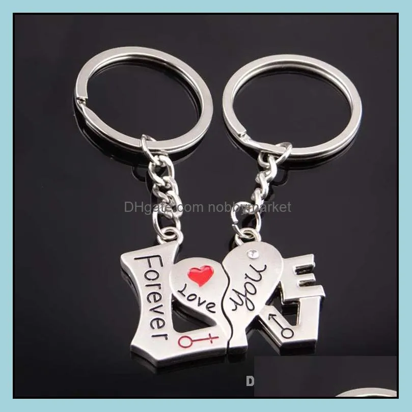 Couple I LOVE YOU forever Keychain Heart Key Ring bag hangs women men lovers Valentine`s Day Gift Fashion Jewelry
