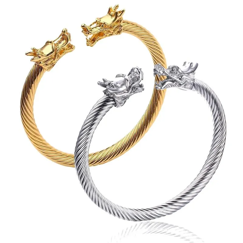Bangle Domotering Dragon Head Open Punk voor Dames Mannen Goud Zwart Zilver Kleur Heup Hop Party Sieraden