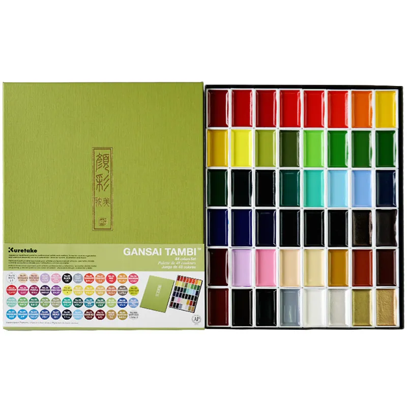 Japan ZIG Kuretake Solid Watercolour Paint Watercolours Field Sketch Set for Painting Supplies 48 Colors