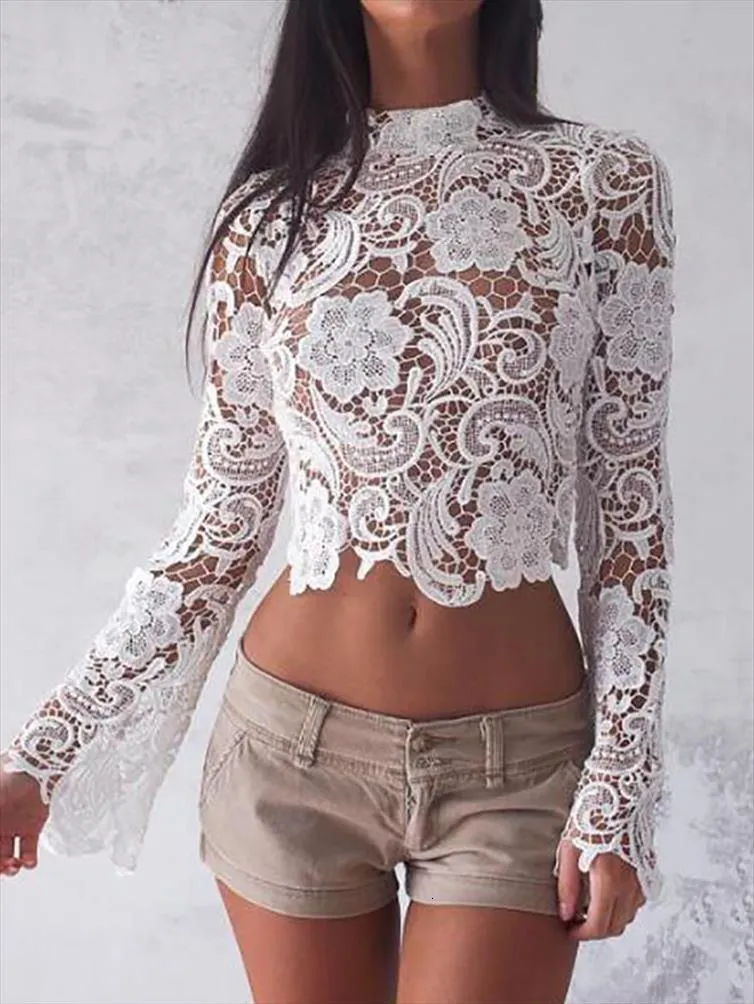 White lace hotsell turtleneck top