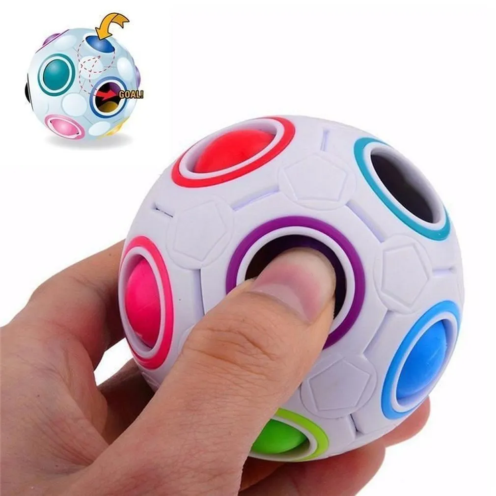 pop it fidget squishy toy ball Wholesale New Strange-shape Magic Cube Toy Desk Toy Anti Stress Rainbow Ball Football Puzzles Reliever