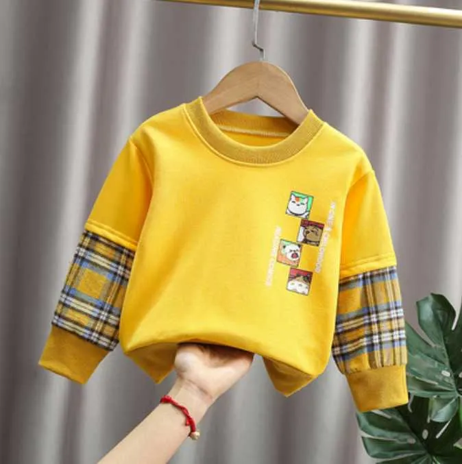 Children's Clothes Hoodies & Sweat shirts Pattern Girl Baby Clothing Yellow Children Colors Cartoon Boys Hoodie Sweatshirt