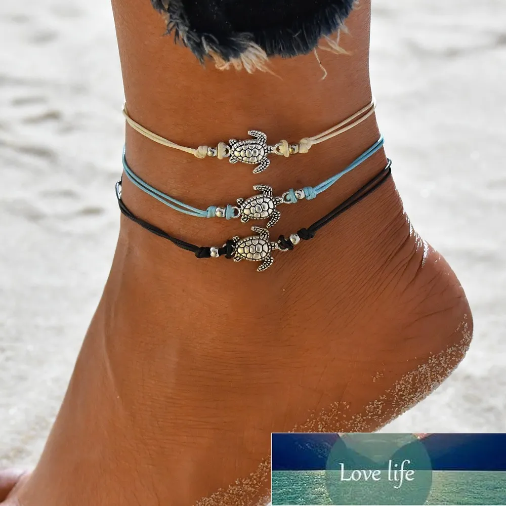 Huitan bohême femmes bracelets de cheville mignon conque tortue symbole pendentif chaîne de pied paillettes gland poignet cheville Bracelets en gros LotsBulk