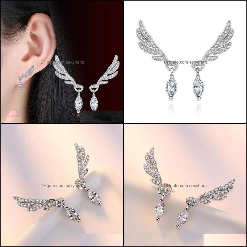 Other Fashionable Horse Eye Angel Wing 925 Sterling Silver Earrings Studs Female Ear Jewelry G26
