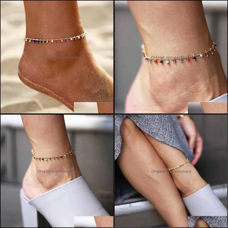 Women`s Vintage Colourful Beads Boho Tassel Anklet Foot Decoration Bracelet Jewellery for Women and Girls G1022