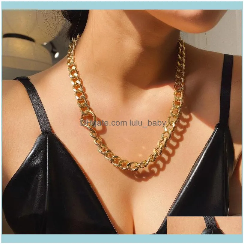 Chains Necklaces & Pendants Jewelrychains Fashion Gold Plated Chunky Choker Necklace Women Punk Cuban Lock Link Collares Statement Collier F