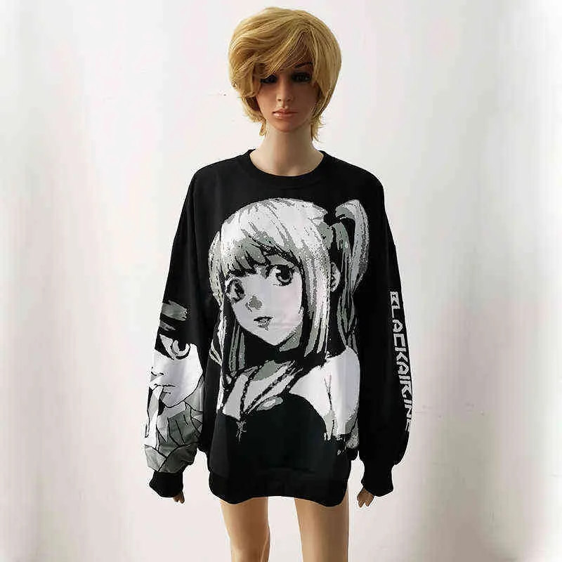 Dunne Anime Death Note Misa Amane Cosplay Tops Hoodie Girl Harajuku Streetwear Koreaans Oversize Pullover Sweatshirt Vrouwen Hoodies Y211118