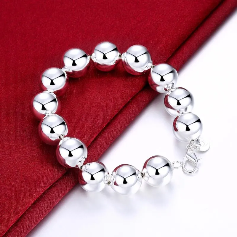 Link for Women Silver 925 Oryginalna biżuteria 14 mm koraliki Ball Bransoletki Banles Pulseira Femme Bijoux Prezent Sain