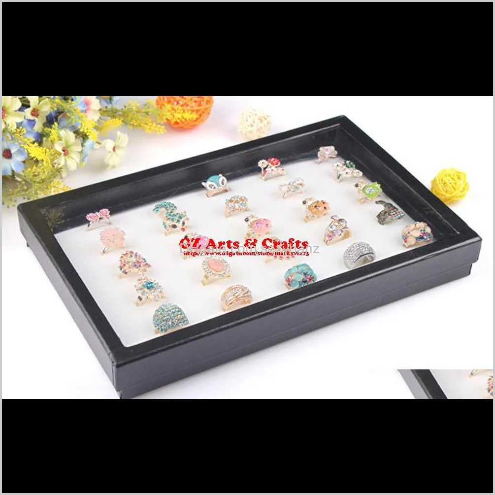 black/white ring tray with cover 100 hole for rings display jewelry box rings earrings stud holder shows case jewelry organizer tray
