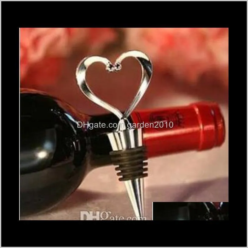 heart shaped wine bottle stopper twist wedding favor gifts new arrival wine bottle stopper bar tools silver color with retail package