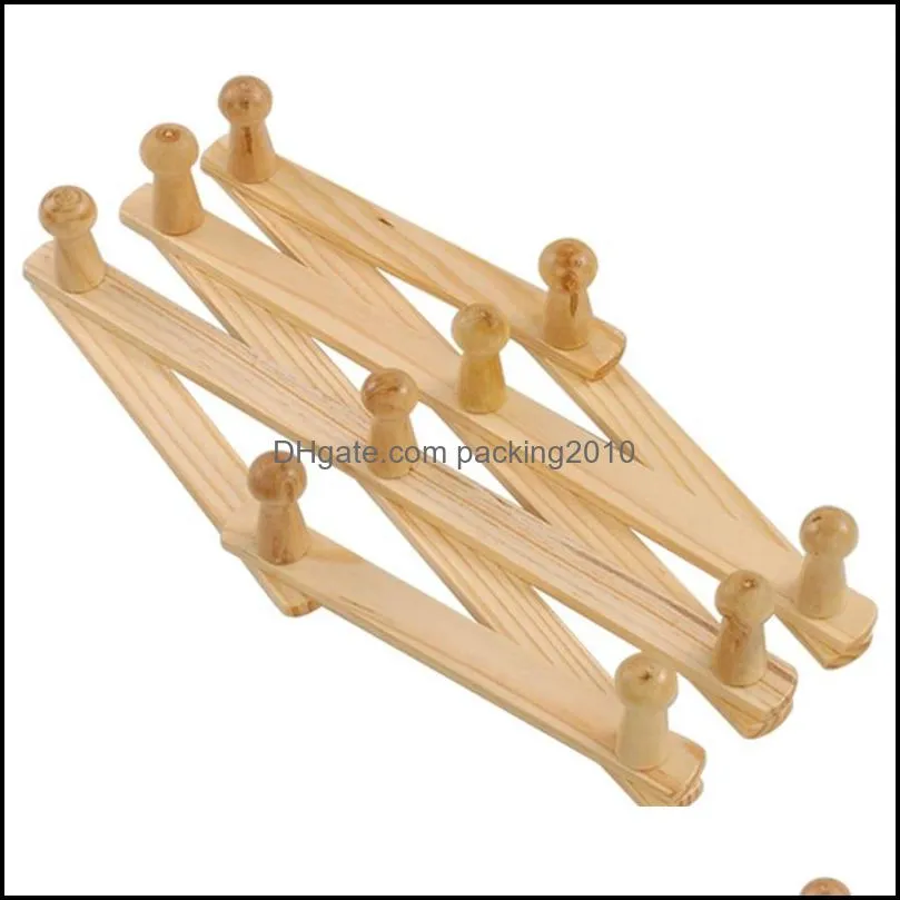 Hangers rekken kleding housekee organisatie huizen tuin natuurlijke houten muur gemonteerd uitbreidbare accordeon pin cast rack hanger hoed kast ho