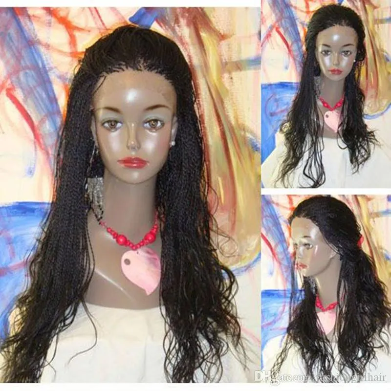 Factory wholesales braiding wig Synthetic lace front wig 180% high density kinky twist wig for black women with baby hair