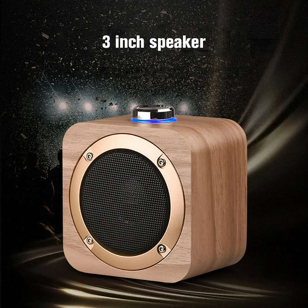 Q1B Portable Speaker Wooden Bluetooth 4.2 Wireless Bass Subwoofer Speaker Music Player Built In