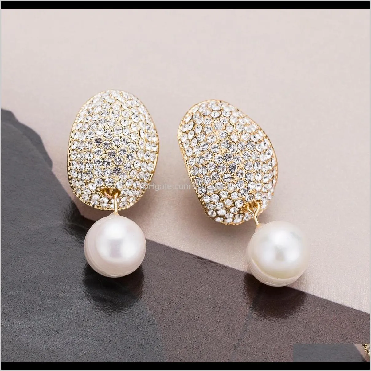 Charm Jewelry Drop Delivery 2021 Exquis Full Diamond Pearl Boucles d'oreilles Alliage Simple Boucle d'oreille Bohême Nnrvq