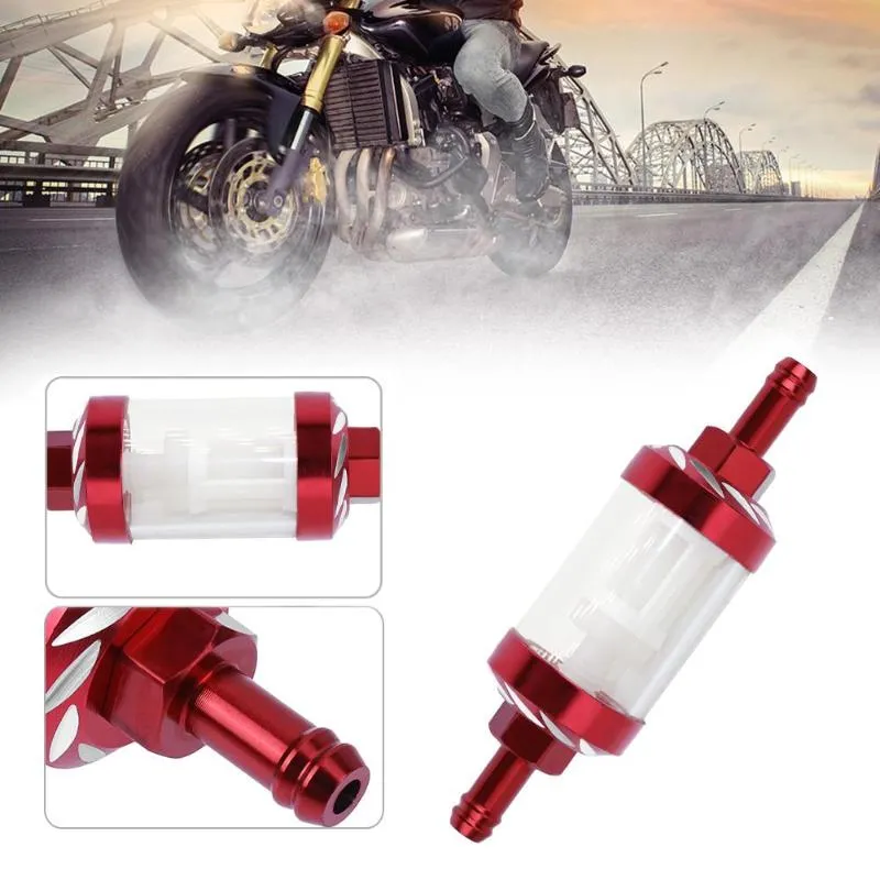 Peças 8mm 5 cores CNC liga de alumínio vidro motocicleta gás combustível gasolina filtro de óleo moto acessórios para atv dirt pit bike motocros257k