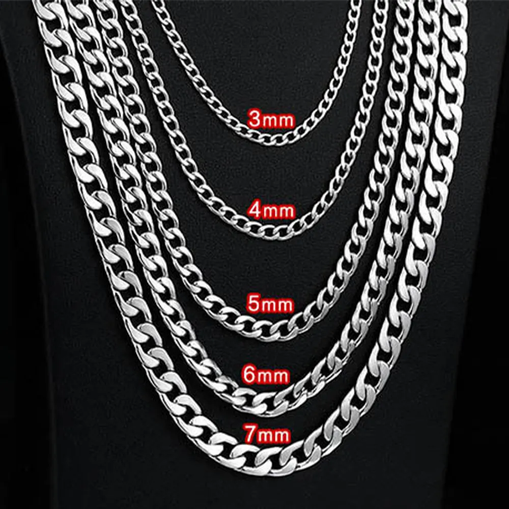 Stainless Steel Cuban Curb Chain Chain Necklace, 7MM 9MM Heavy