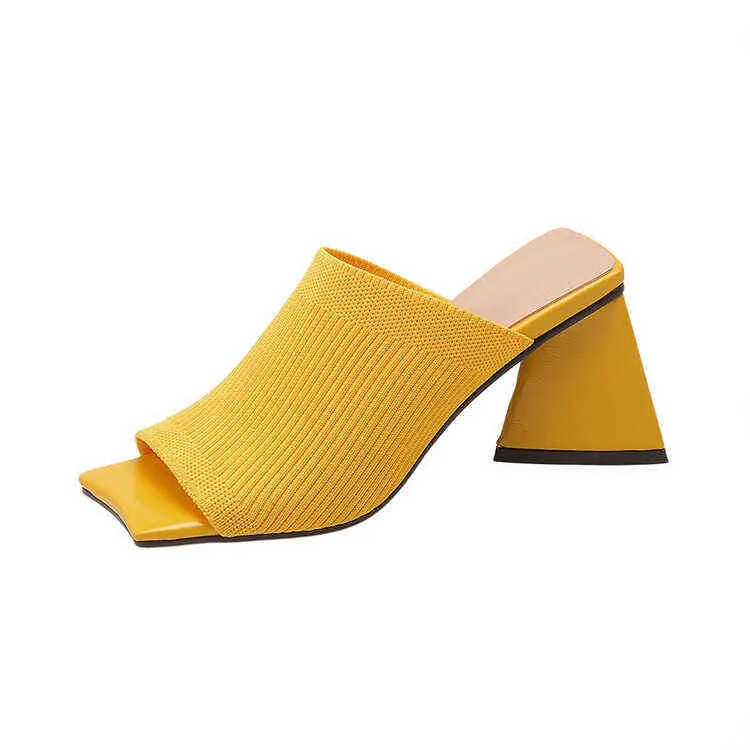 2022 summer high-heeled sandals women`s special-shaped heel square head large size 40-43 flip flops women`s shoes 1