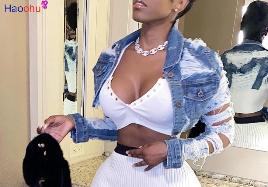 Crop plus size jean jacket sale