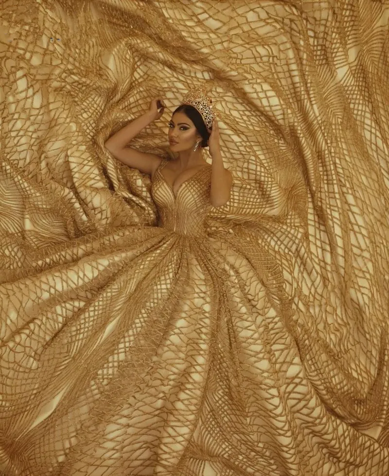 Arabic Bridal Dresses, Dubai Inspired Gold Sequin... From Babynice666,  $249.42 | DHgate.Com