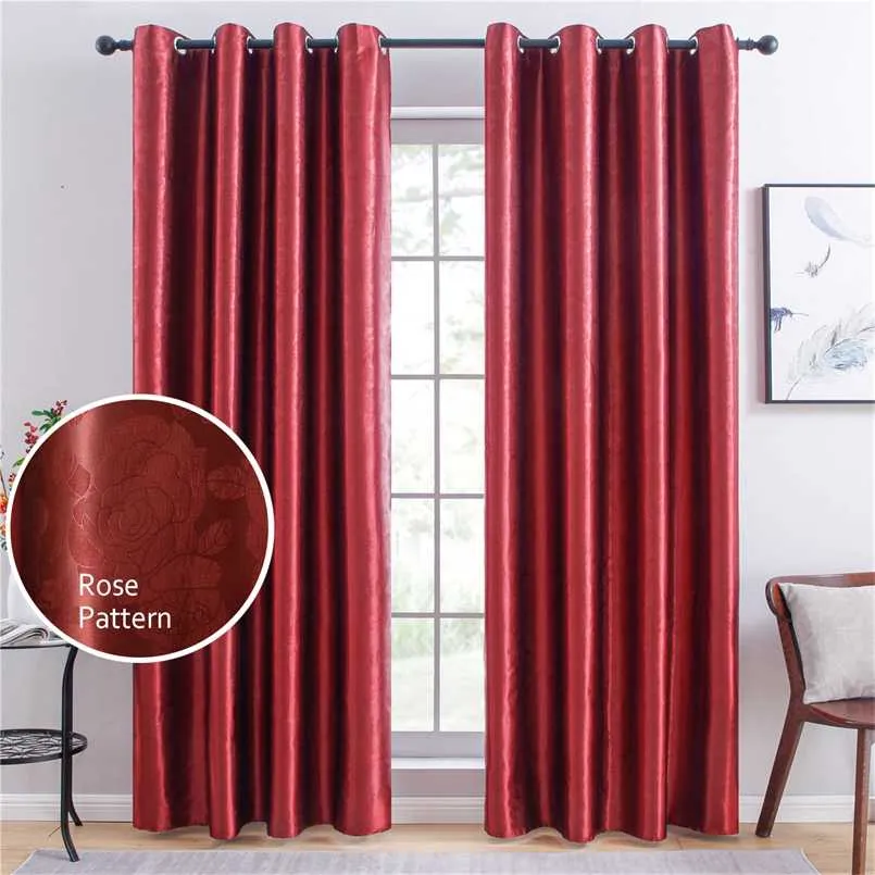 Topfinel blackout gardin solid prägling modern fönsterbehandling gardin nyanser för vardagsrum sovrum gardin tyg drape 211203