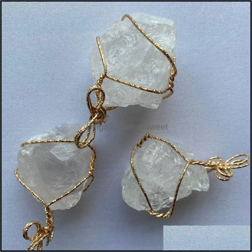 Natural Crystal Quartz Healing Bead Gemstone Necklaces Women Men Pendant Original Stone Style Party Club Jewelry